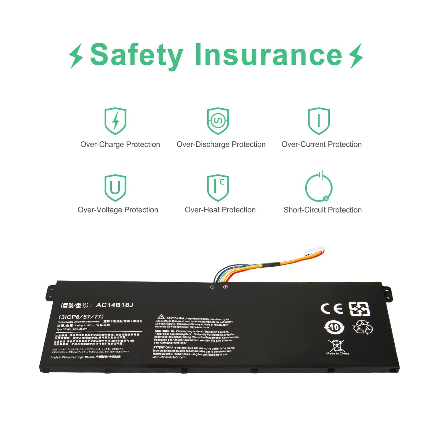 SHENTEC 11.4 V 36Wh Battery for Acer Aspire AC14B18J AC14B8K AC14B3K