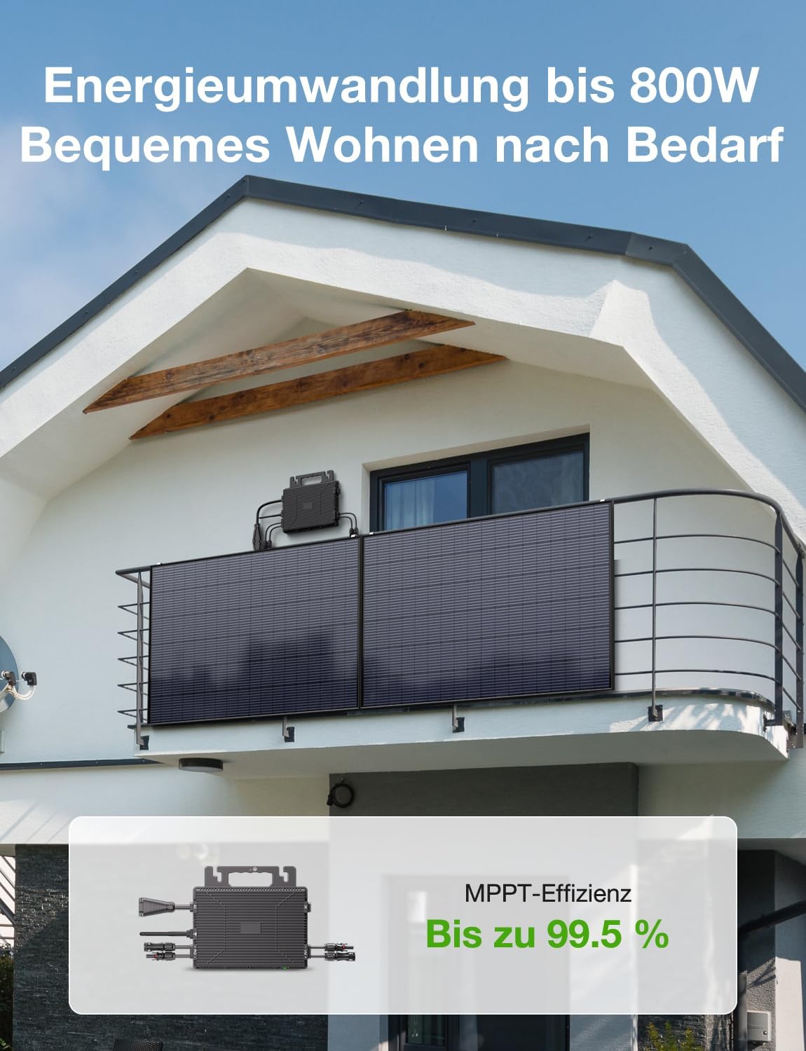 Micro Power Inverter 2000W, Inverter Balcony Power Station with WiFi, Plug & Play, App Control, 5 m AC Cable, PV Inverter