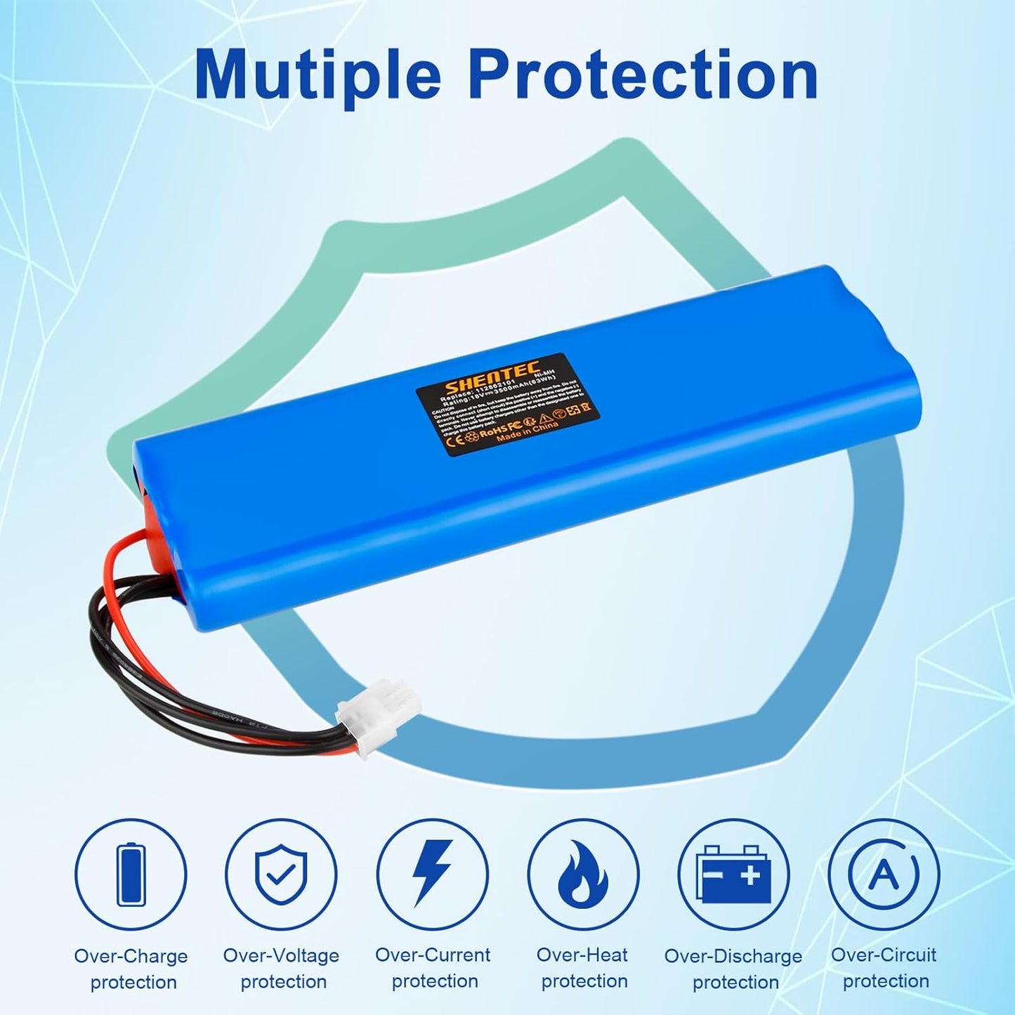 SHENTEC Ni-MH Replacement Lawnmower Battery 18V For Husqvarna Automower 210C, 210AC, 220AC, 230ACX, 260ACX, G2 2004-2006