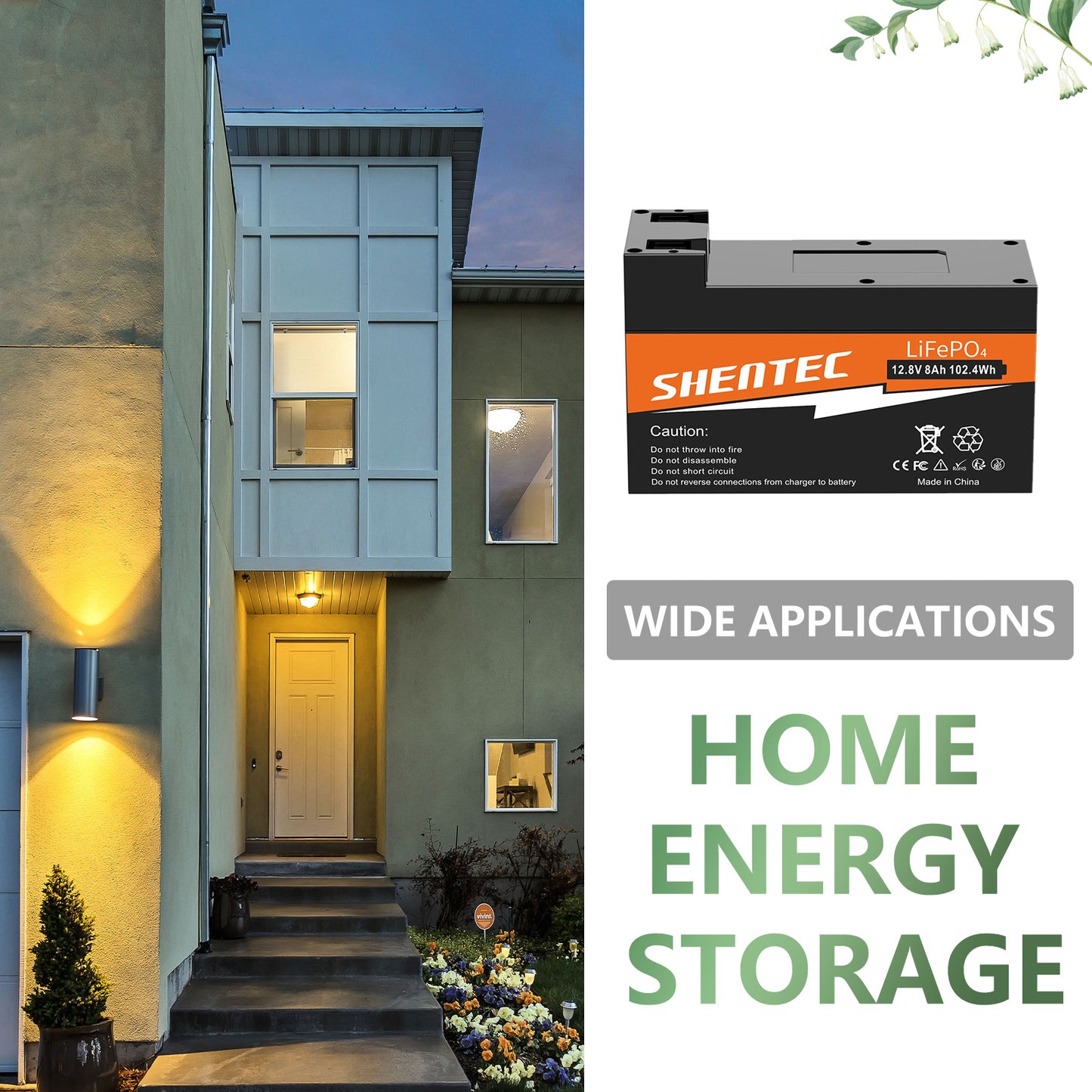 SHENTEC 8Ah 12.8V BMS LiFePO4 Battery for Boat RV Solar Caravan Campers Off-grid Golf