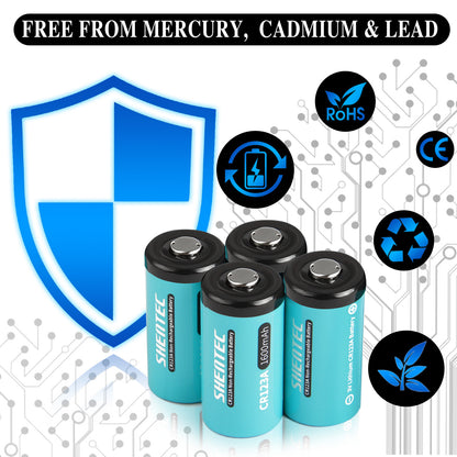 SHENTEC 20x 3V 1600mAh 123 CR123 CR123A Lithium Battery For DL123A Photo Camera