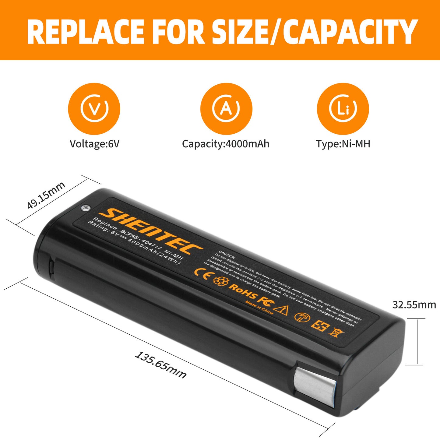 SHENTEC 2x 4AH 6V Battery for Paslode 404717 B20544E 900600 IM250 IM350 IM65 IM50