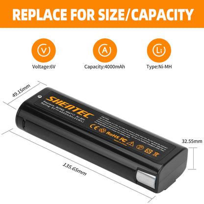 SHENTEC 2x 4AH 6V Battery for Paslode 404717 B20544E 900600 IM250 IM350 IM65 IM50