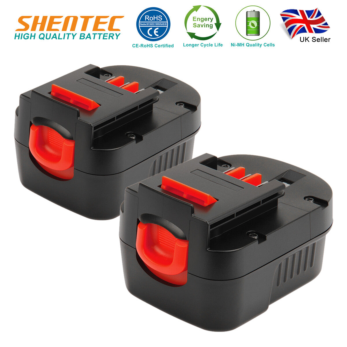 SHENTEC 2x 12V 4.0Ah Ni-MH Battery For Firestorm FS120B FSB12 Decker A1712 A12EX