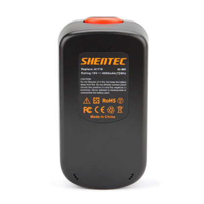 SHENTEC 2x 4000mAh Ni-MH Battery for Black Decker A18 A1718 HPB18 FSB18 FS18BX FS18FL