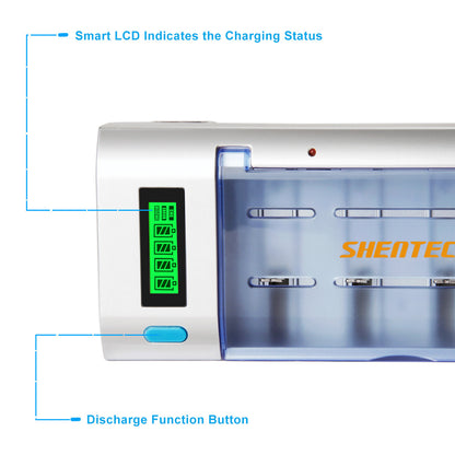 SHENTEC LCD Universal Battery Charger for AA AAA C D 9V Ni-MH Ni-Cd Rechargeable Batteries