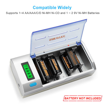 SHENTEC LCD Universal Battery Charger for AA AAA C D 9V Ni-MH Ni-Cd Rechargeable Batteries