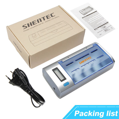 SHENTEC LCD Universal Battery Charger for AA AAA C D 9V Ni-MH Ni-Cd Rechargeable Batteries