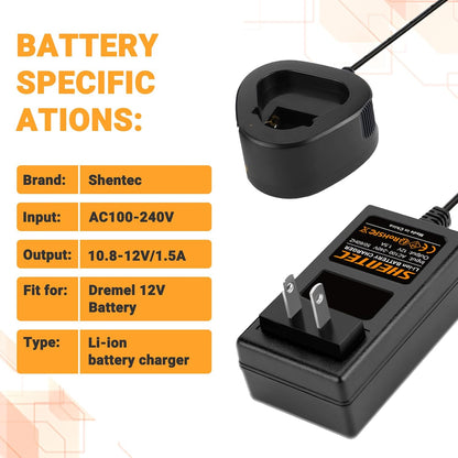 SHENTEC 12V Li-ion Battery Charger For Dremel 8200 8220 8300 8240 8250 8260 B812-01 B812-02