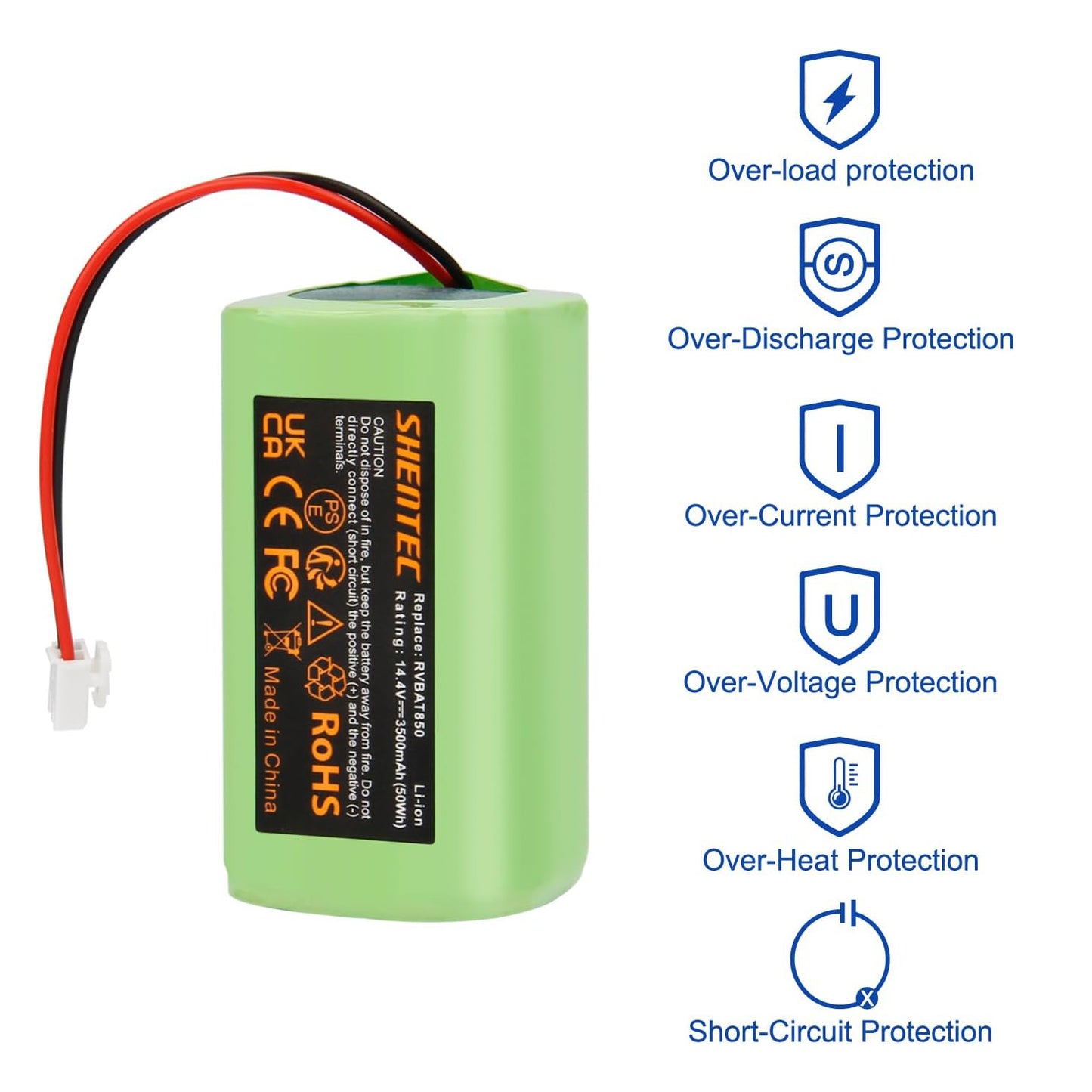 SHENTEC 3500mAh 14.8V Li-ion Battery For Ersatz RVBAT850 Shark Ion R75 R87 RV1001 RV2001