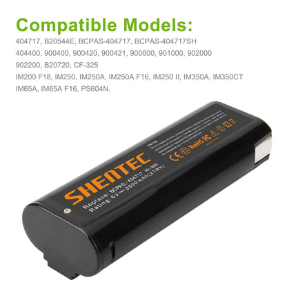 SHENTEC 2x 4AH 6V Battery for Paslode 404717 B20544E 900600 IM250 IM350 IM65 IM50
