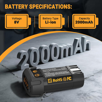 SHENTEC 2X 2000mAh 8V Li-ion Battery For Dewalt DCB080 DW4390 DCF680N2 DCF680G2 DCL023
