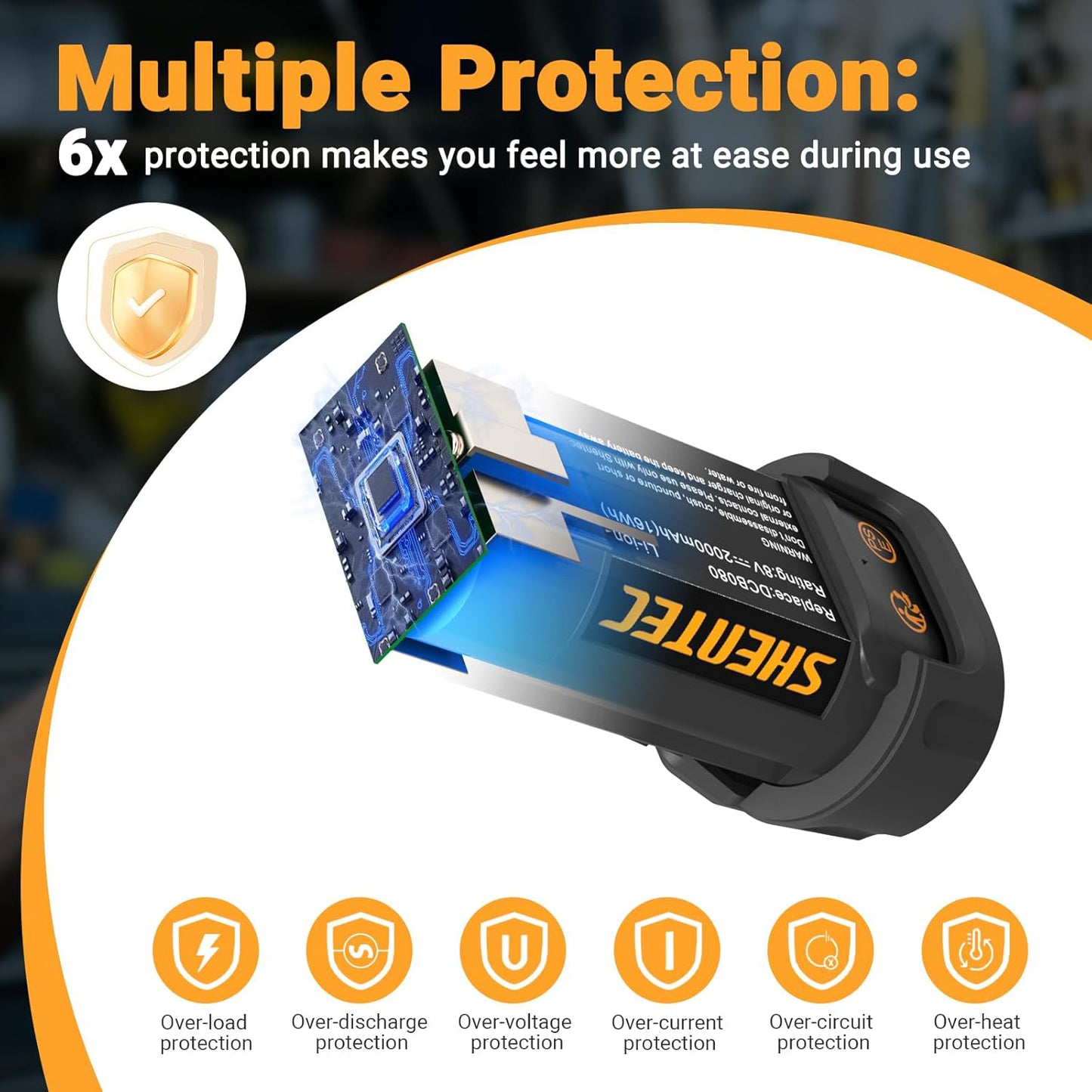 SHENTEC 2X 2000mAh 8V Li-ion Battery For Dewalt DCB080 DW4390 DCF680N2 DCF680G2 DCL023