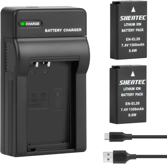 SHENTEC 2X EN-EL14 EL14A Battery +USB Charger For Nikon D5200 D5100 D3500 P7800 D3200