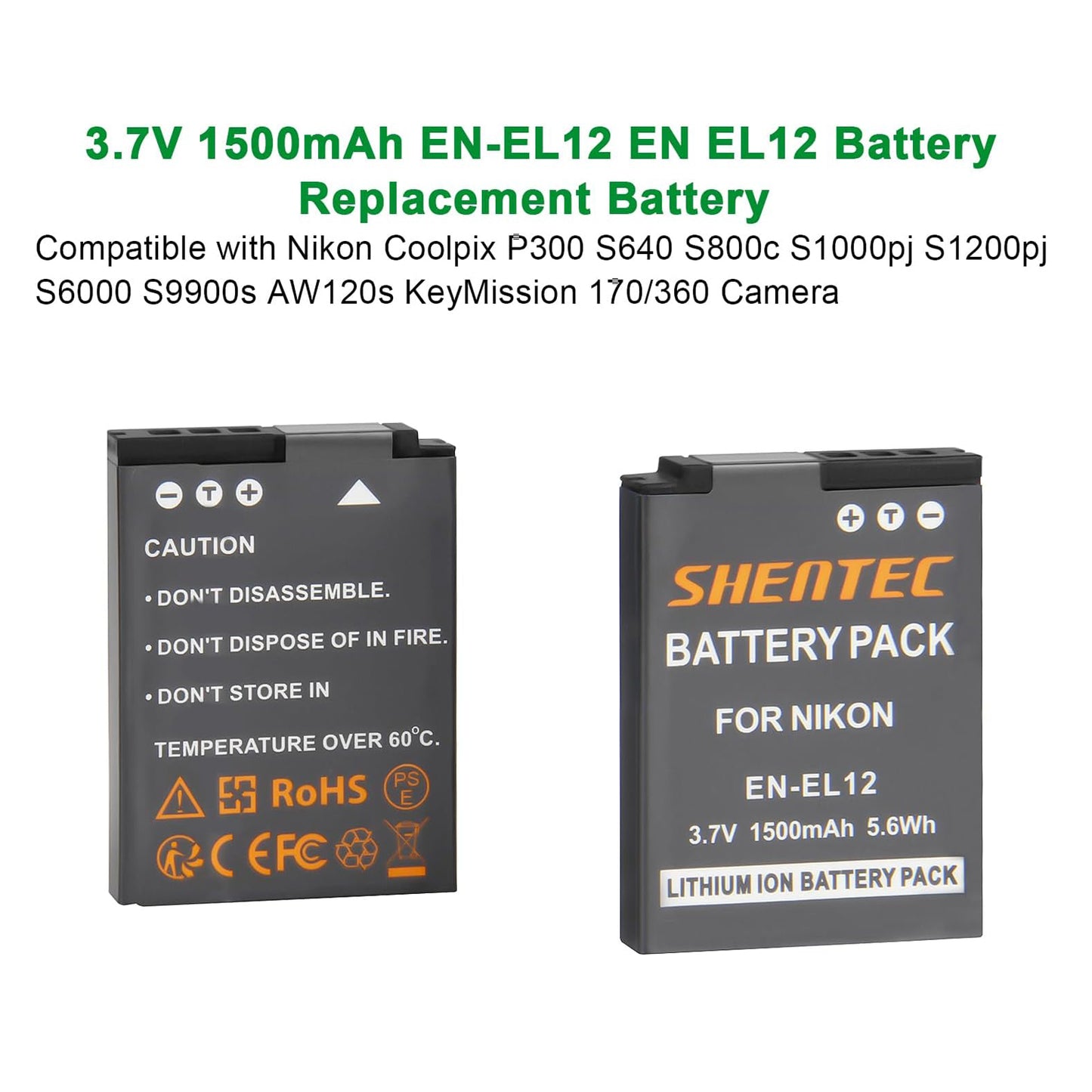 SHENTEC 2x EN-EL19 EL19 Battery For Nikon Coolpix S2500 S2550 S2700 S2800 S2900 +Charger