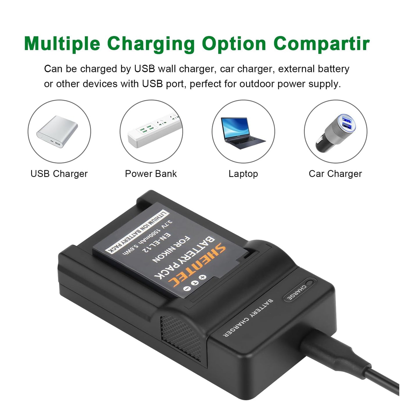 SHENTEC 2x EN-EL19 EL19 Battery For Nikon Coolpix S2500 S2550 S2700 S2800 S2900 +Charger