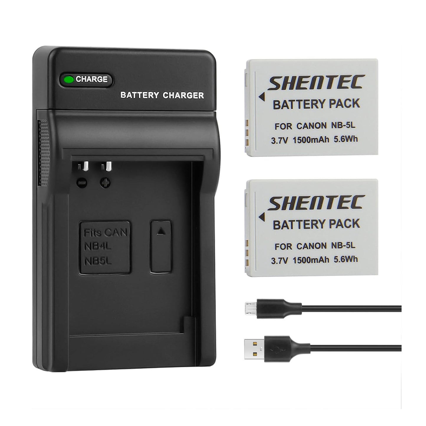 SHENTEC 2X NB-5L Battery +Charger for Canon PowerShot SD790 SD800 SD700 IS NB5L NB-5LH