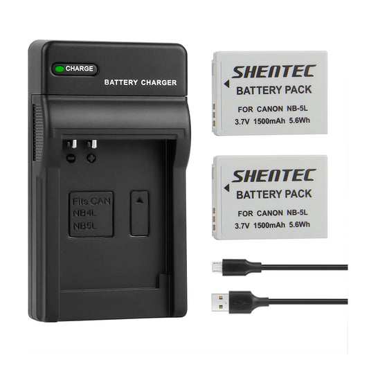SHENTEC 2X NB-5L Battery +Charger for Canon PowerShot SD790 SD800 SD700 IS NB5L NB-5LH