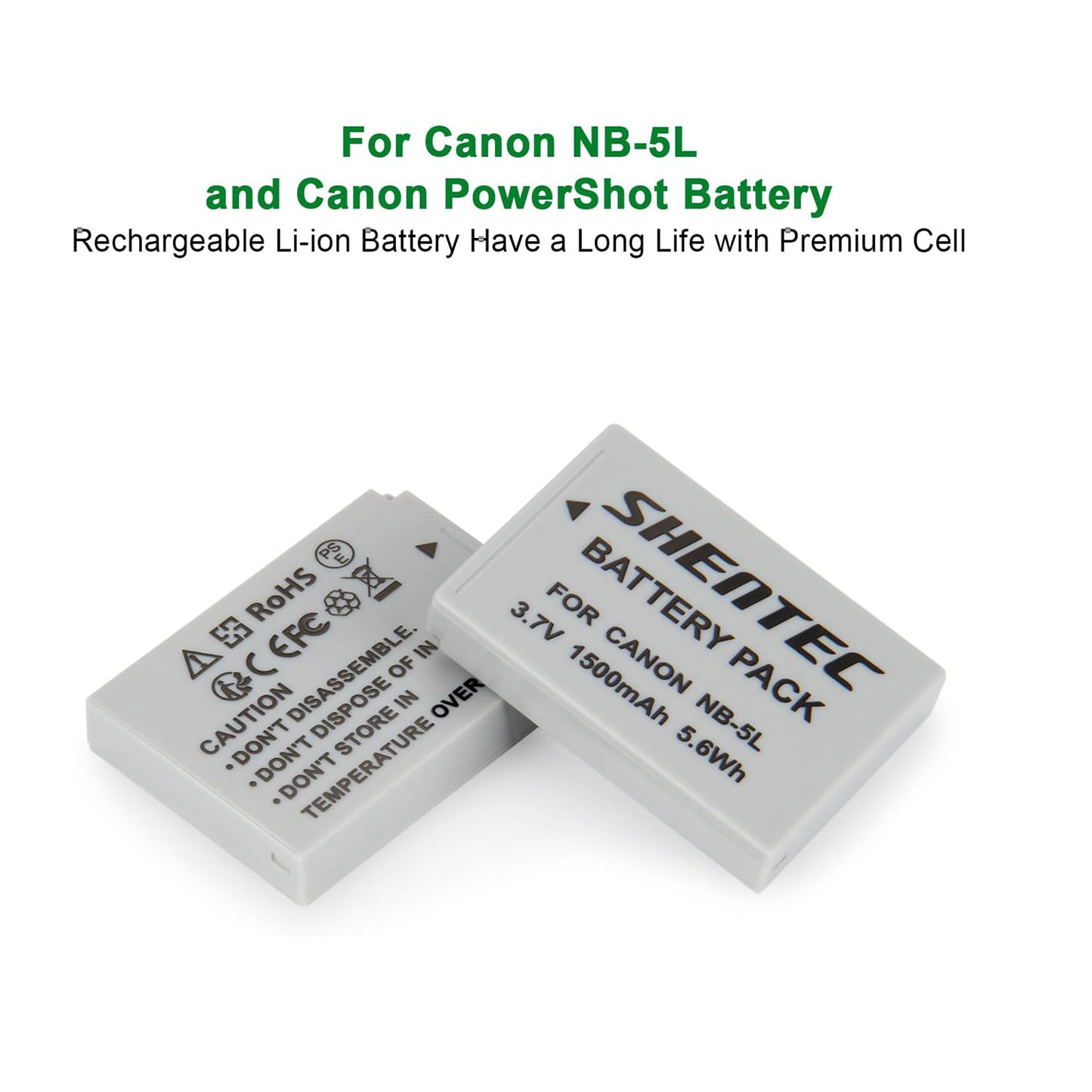 SHENTEC 2X NB-5L Battery +Charger for Canon PowerShot SD790 SD800 SD700 IS NB5L NB-5LH