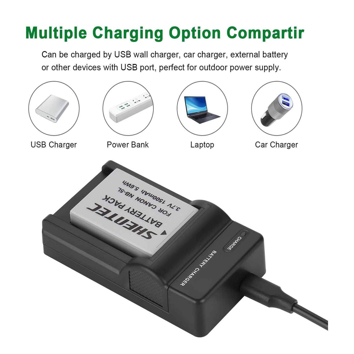 SHENTEC 2X NB-5L Battery +Charger for Canon PowerShot SD790 SD800 SD700 IS NB5L NB-5LH