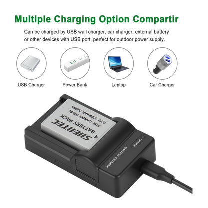 SHENTEC 2X NB-5L Battery +Charger for Canon PowerShot SD790 SD800 SD700 IS NB5L NB-5LH