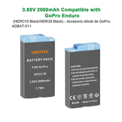 SHENTEC 2X 3.85V Battery 2.0Ah For Insta 360 Ace Pro-001/Ace Pro/Ace +Double Charger