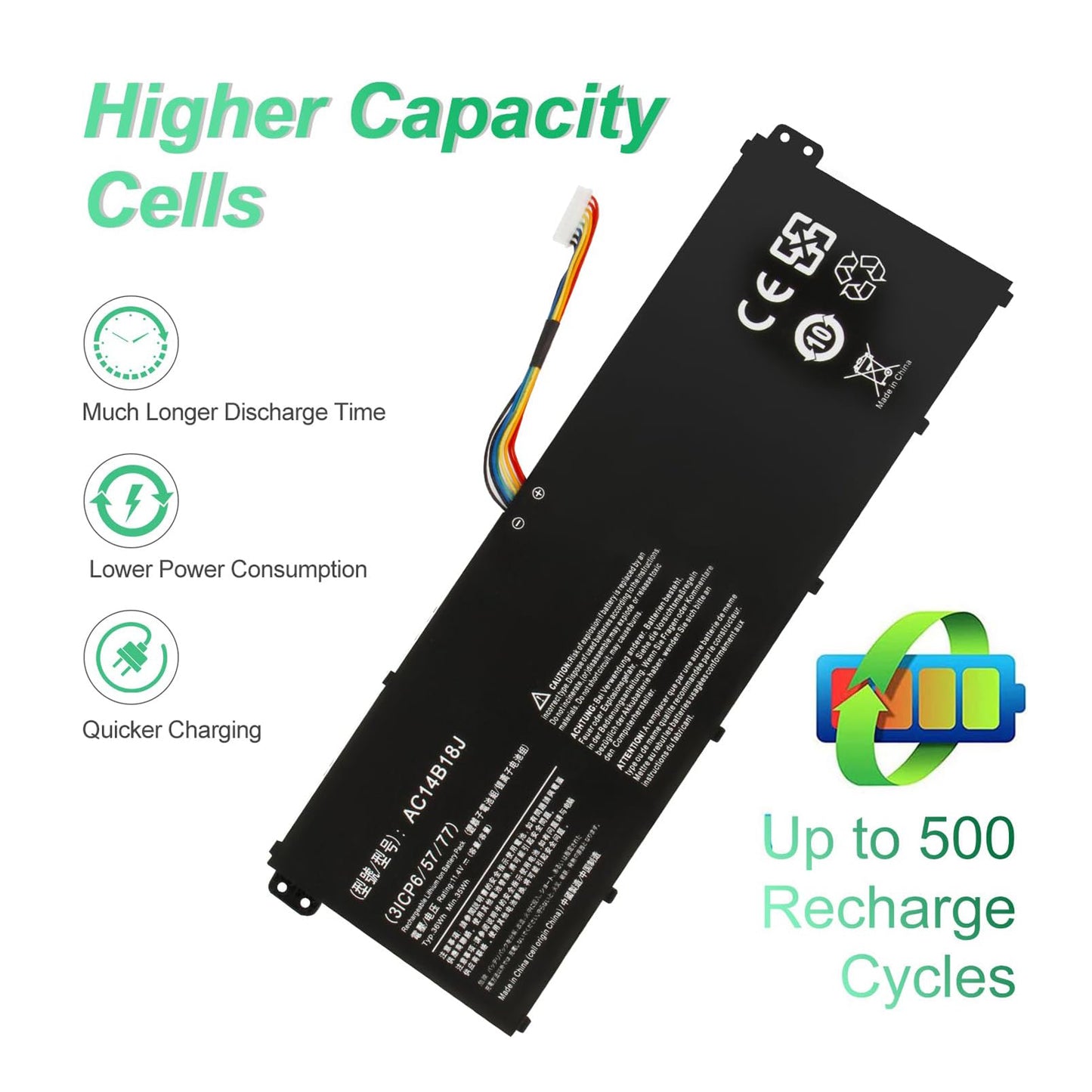 SHENTEC 11.4 V 36Wh Battery for Acer Aspire AC14B18J AC14B8K AC14B3K