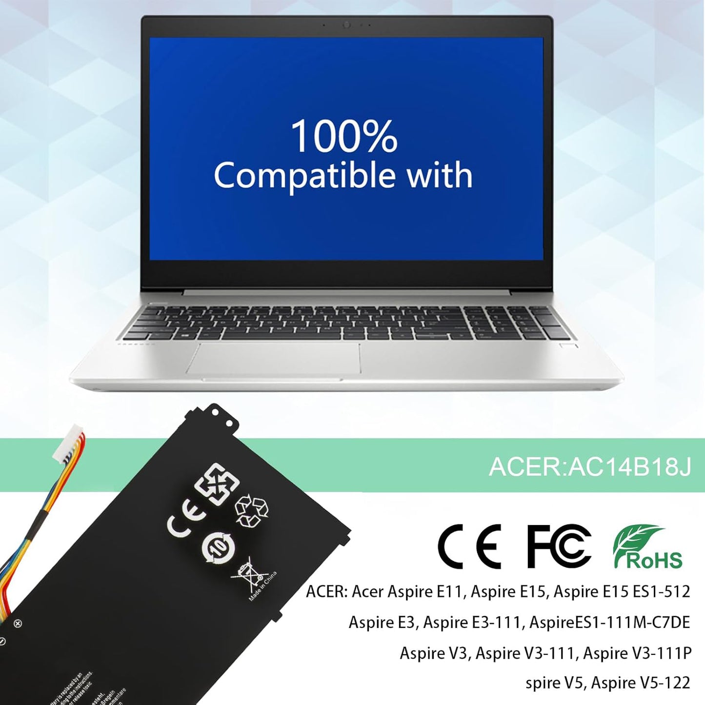 SHENTEC 11.4 V 36Wh Battery for Acer Aspire AC14B18J AC14B8K AC14B3K