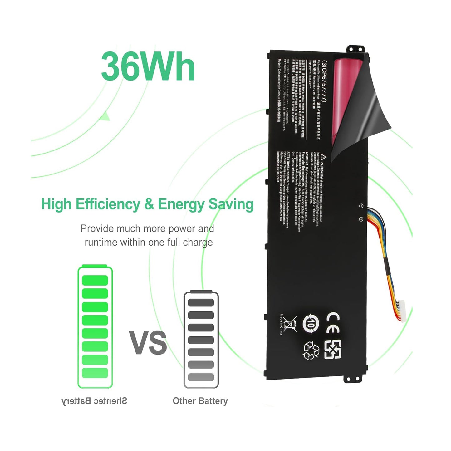 SHENTEC 11.4 V 36Wh Battery for Acer Aspire AC14B18J AC14B8K AC14B3K