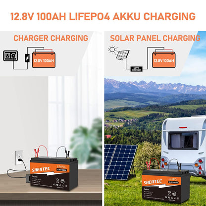 SHENTEC LiFePO4 Battery 12V 100Ah Lithium Deep Cycle Battery