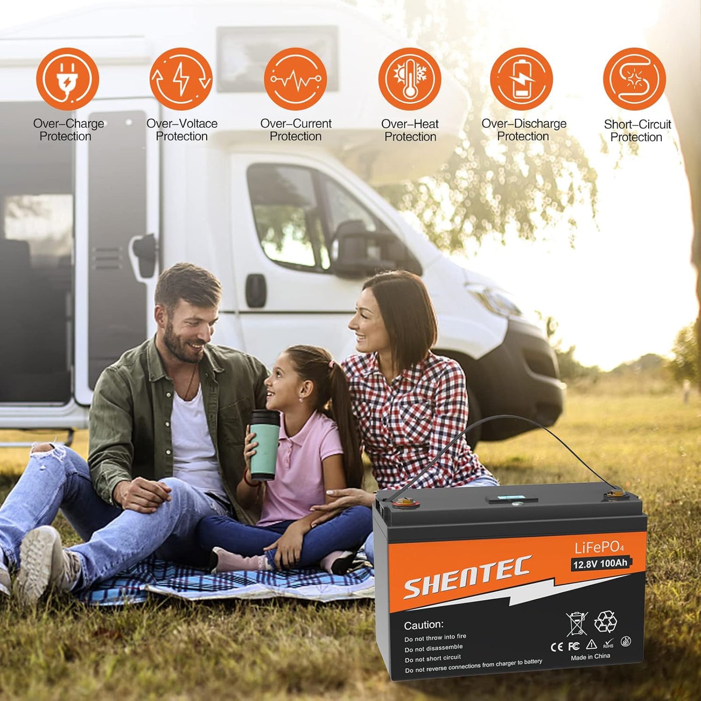 SHENTEC LiFePO4 Battery 12V 100Ah Lithium Deep Cycle Battery