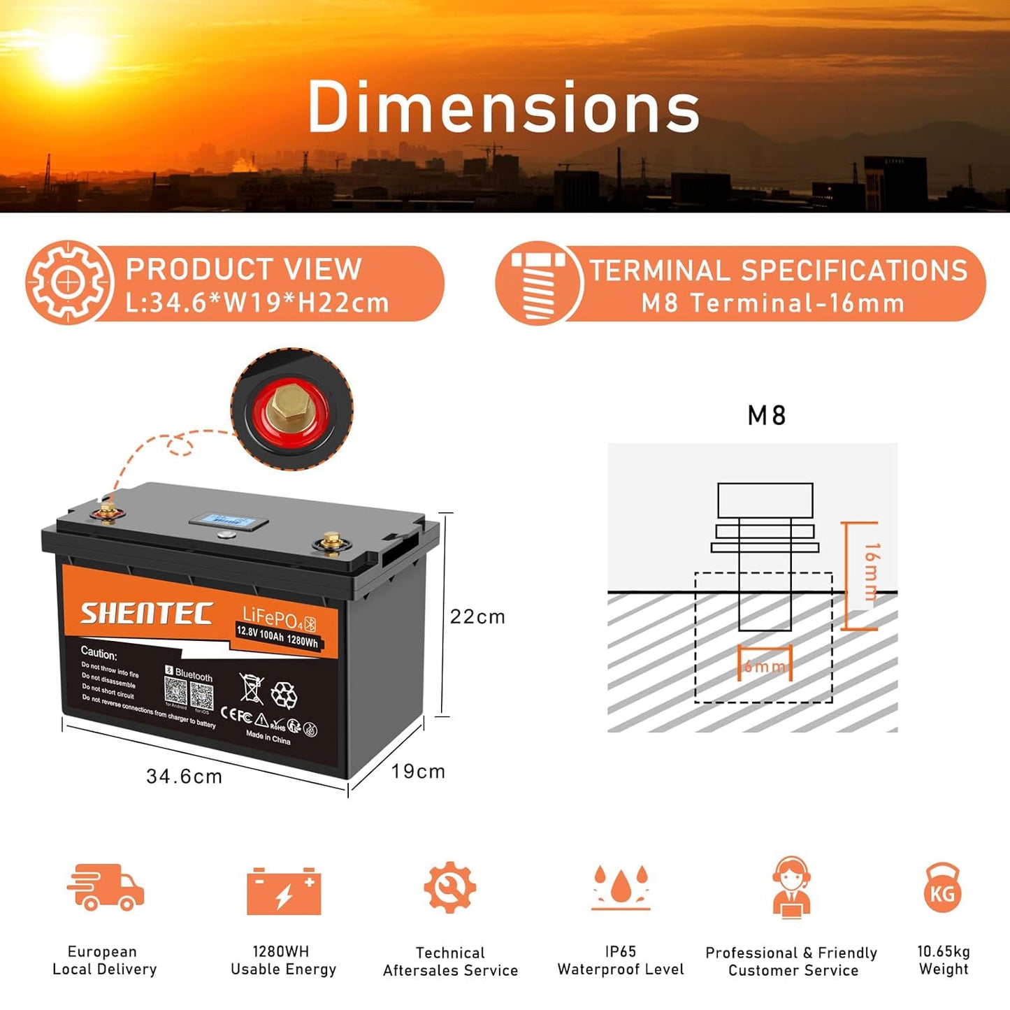 SHENTEC 12V 100Ah LiFePO4 Lithium Battery With Bluetooth 100A BMS for Boat Engine Motorhome