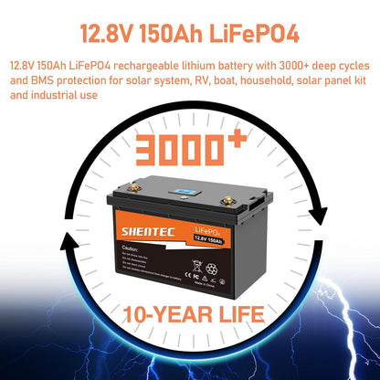 SHENTEC 12V 150Ah LiFePO4 Lithium battery BMS Motorhome RV Boat