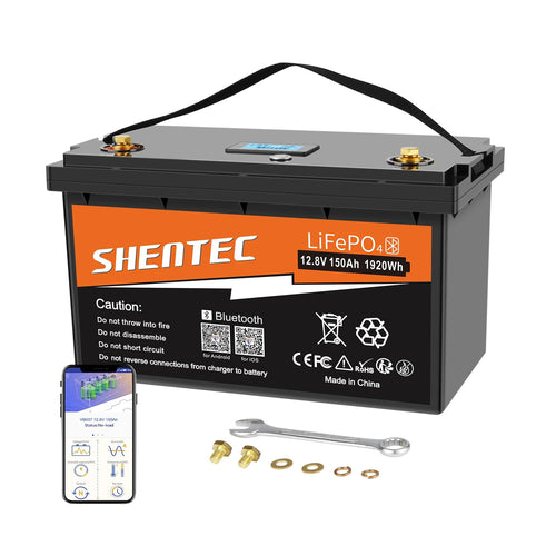 SHENTEC 12.8V 150Ah Lithium LiFePO4 Battery With Bluetooth For Motorhome Boat RV
