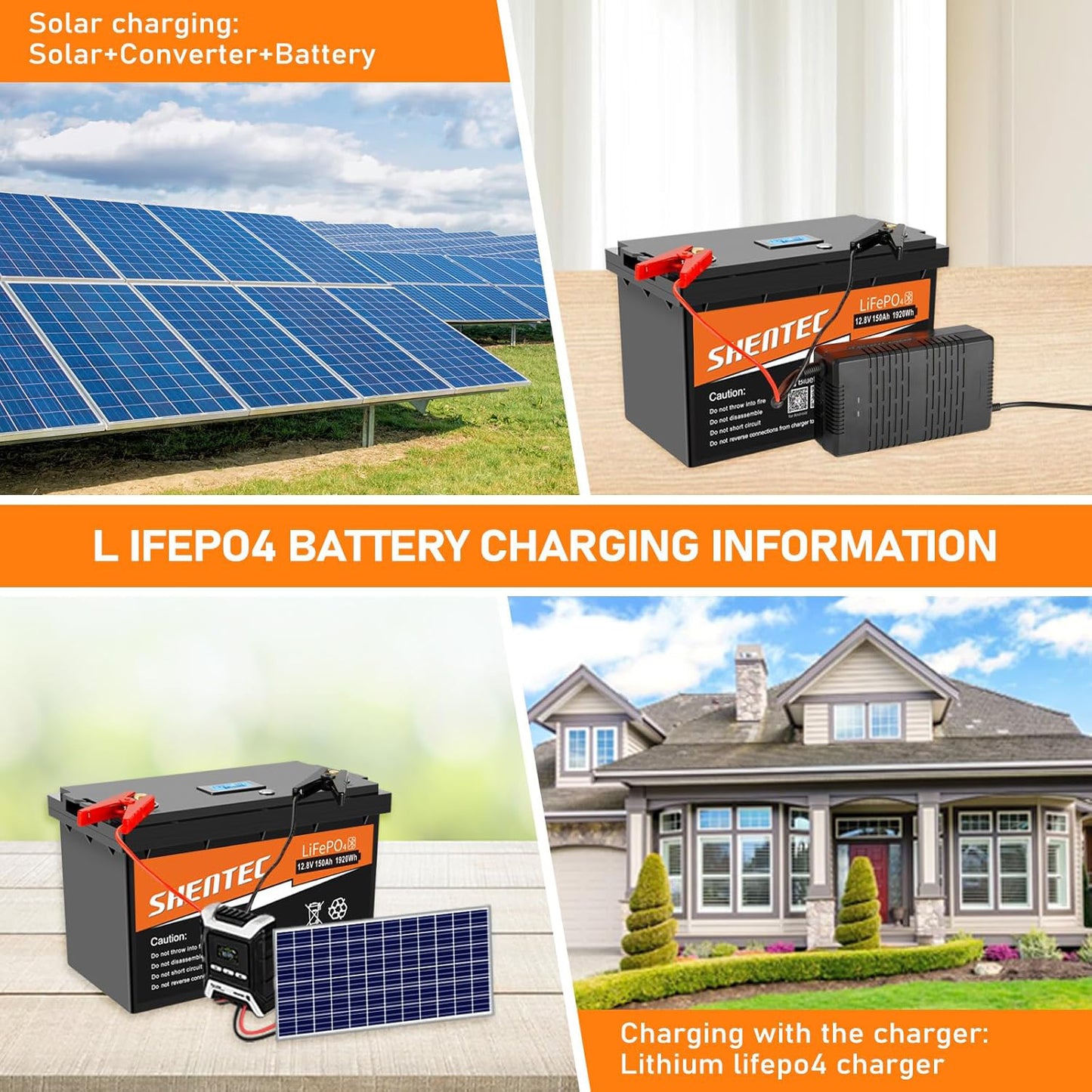 SHENTEC 12.8V 150Ah Lithium LiFePO4 Battery With Bluetooth For Motorhome Boat RV