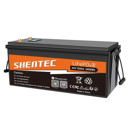 SHENTEC 24V 100Ah Lithium LifePO4 Battery Bluetooth BMS for Motorhome RV