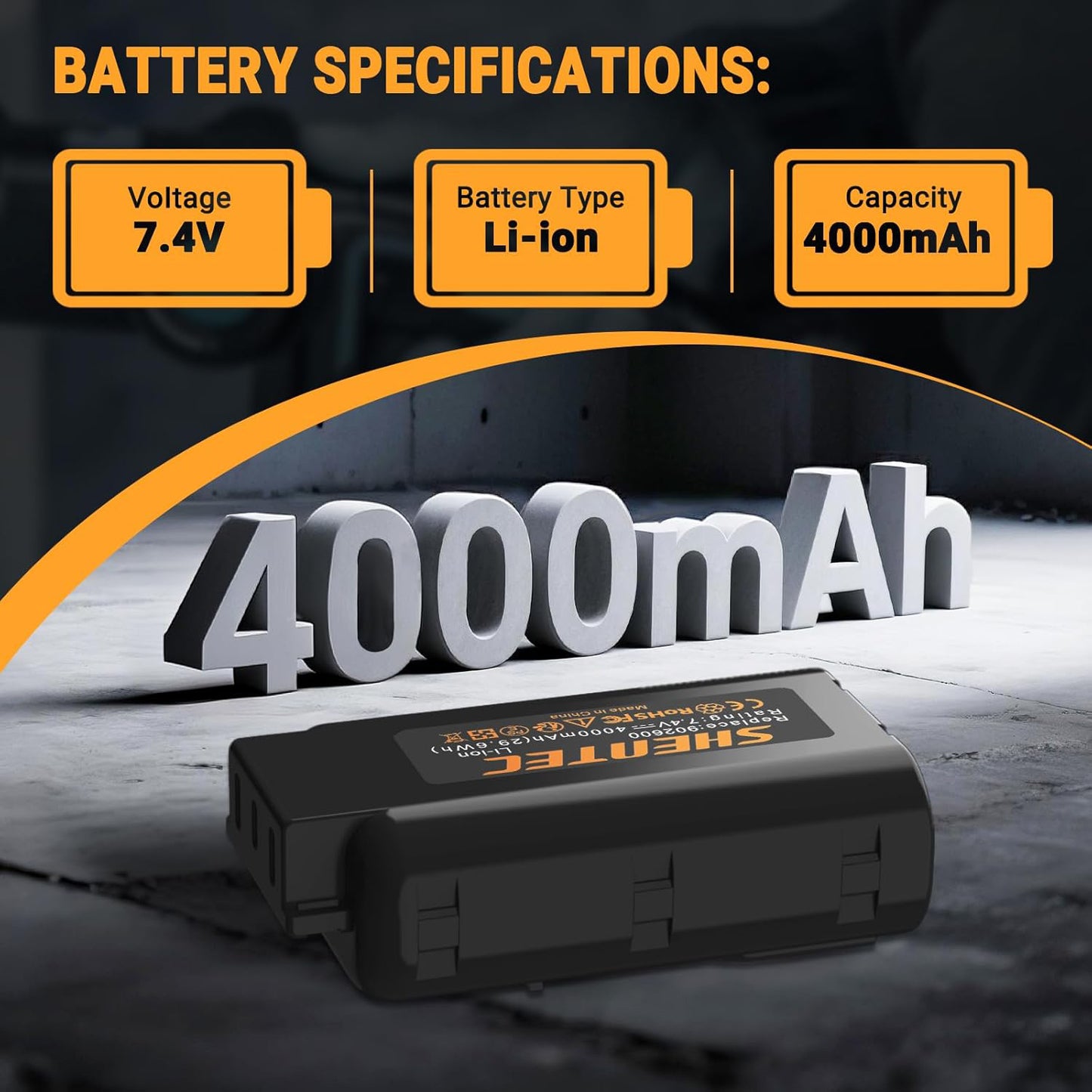 SHENTEC 2 X 7.4V 4.0Ah Battery Compatible with Paslode IM360CI IM65 IM65A PPN35CI 902600 IM250Li