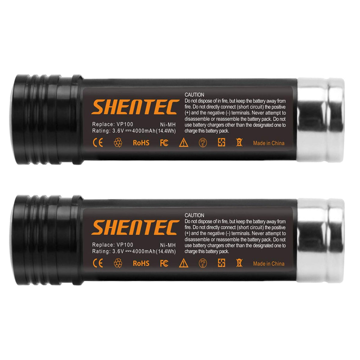 SHENTEC 2X 3.6V 3600mAh Ni-MH Battery For Black&Decker VP100 VP130K VP368 VP940 VP110 VP143