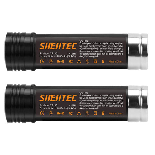SHENTEC 2X 3.6V 3600mAh Ni-MH Battery For Black&Decker VP100 VP130K VP368 VP940 VP110 VP143