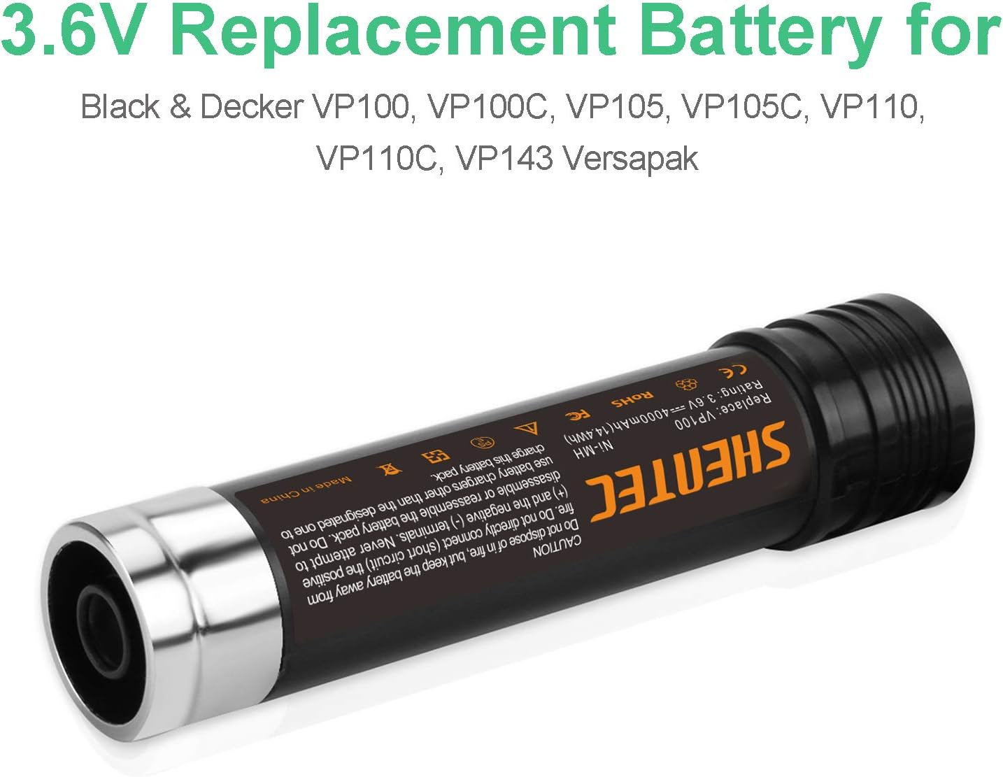 SHENTEC 2X 3.6V 3600mAh Ni-MH Battery For Black&Decker VP100 VP130K VP368 VP940 VP110 VP143