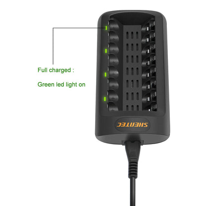 SHENTEC Intelligent LED Charger for 8 AA/AAA Ni-MH/Ni-Cd Rechargeable Batteries