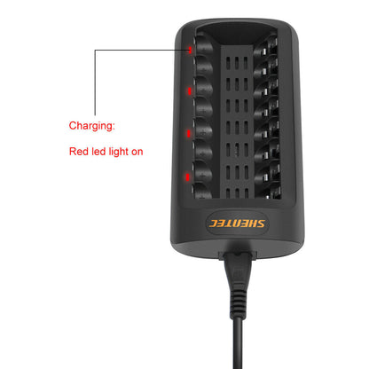 SHENTEC Intelligent LED Charger for 8 AA/AAA Ni-MH/Ni-Cd Rechargeable Batteries