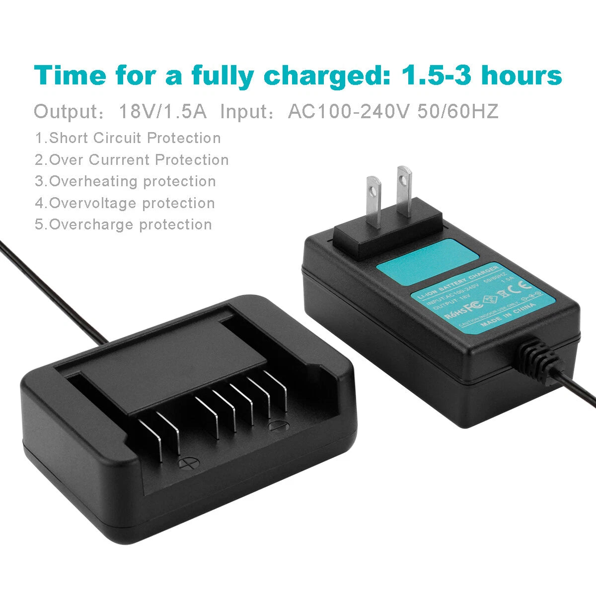 18V Li-ion Battery Charger for HITACHI  BSL1815X BSL1825 BSL1830 330139 330067
