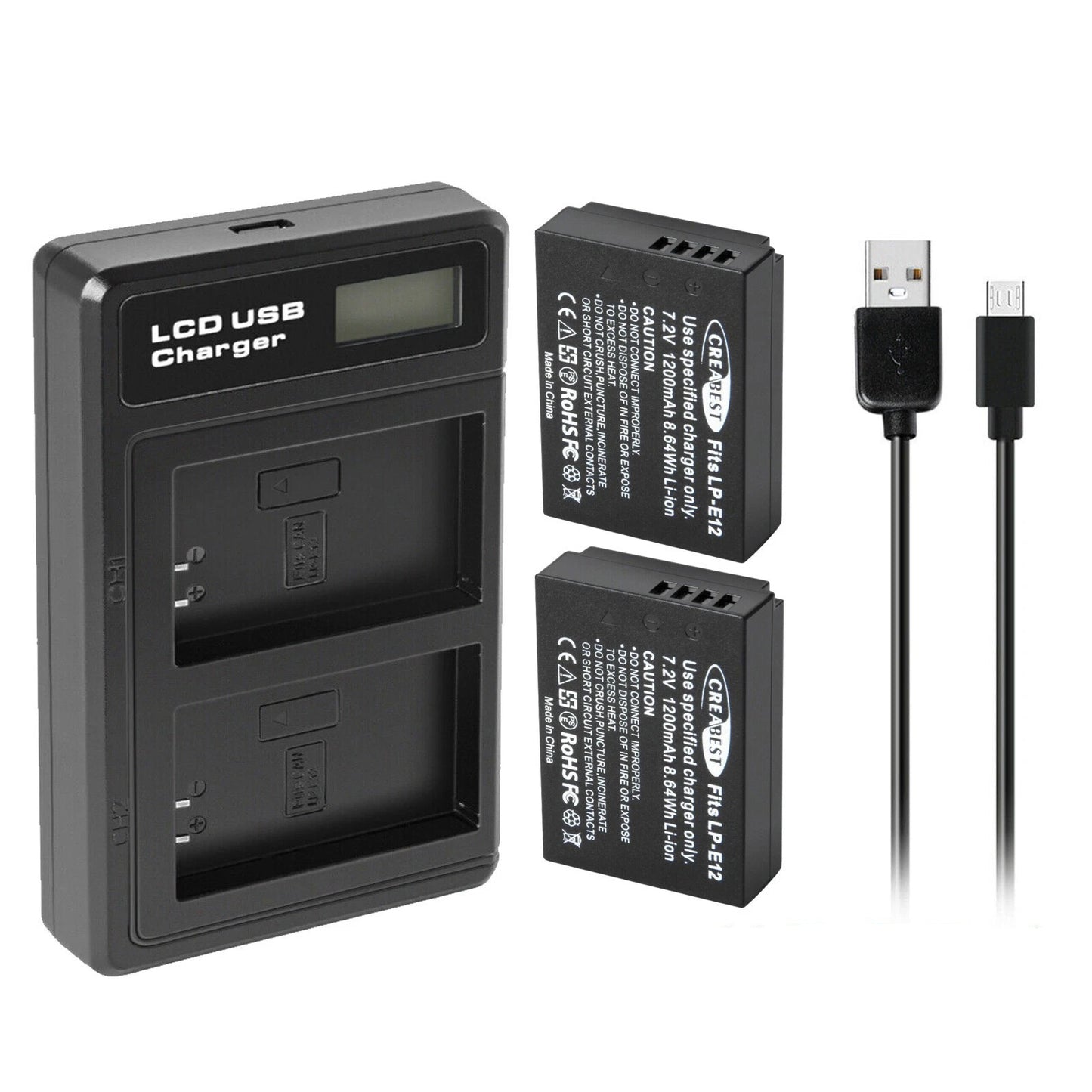2x LP-E12 Battery +Charger For Canon EOS M M10 M50 PowerShot SX70