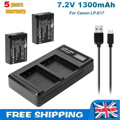 2x LP-E17 Battery+Charger For Canon M3 200D 250D 750D 850D 800D X8i X9 77D M6 M5