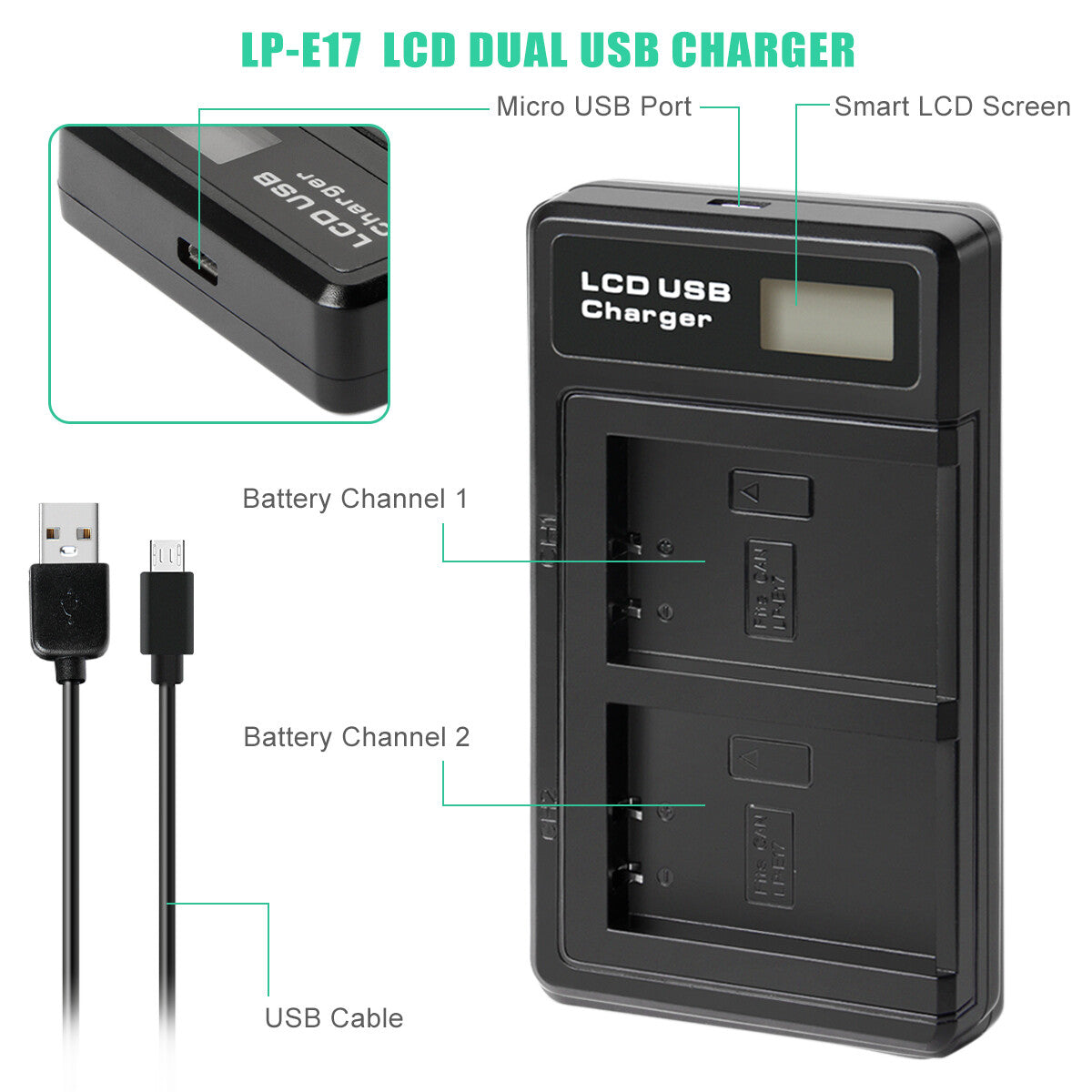 2x LP-E17 Battery+Charger For Canon M3 200D 250D 750D 850D 800D X8i X9 77D M6 M5