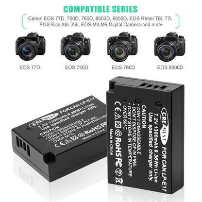 2x LP-E17 Battery+Charger For Canon M3 200D 250D 750D 850D 800D X8i X9 77D M6 M5