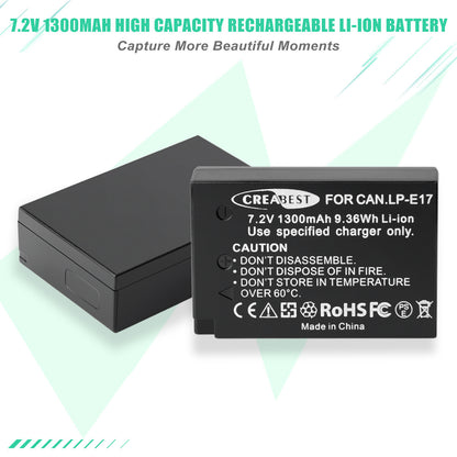 2x LP-E17 Battery+Charger For Canon M3 200D 250D 750D 850D 800D X8i X9 77D M6 M5