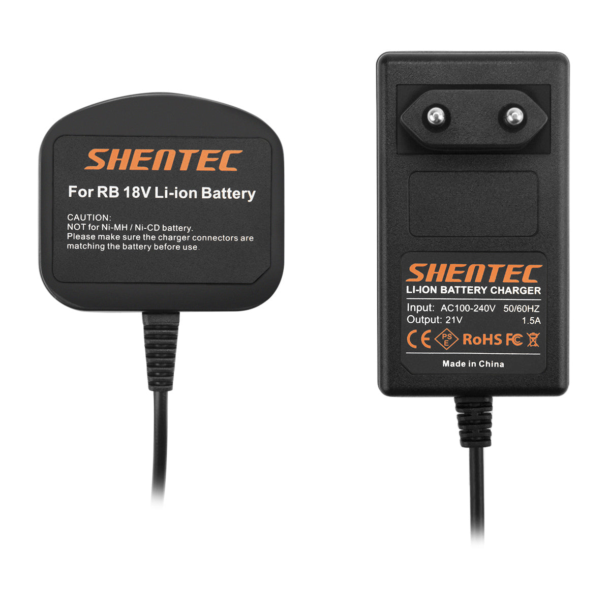 SHENTEC 18V Battery Charger for RYOBI BPL18151/P105/P106/P108/P102/CMD-1802/CMI-1802