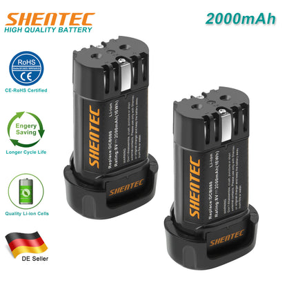 SHENTEC 2X 2000mAh 8V Li-ion Battery For Dewalt DCB080 DW4390 DCF680N2 DCF680G2 DCL023